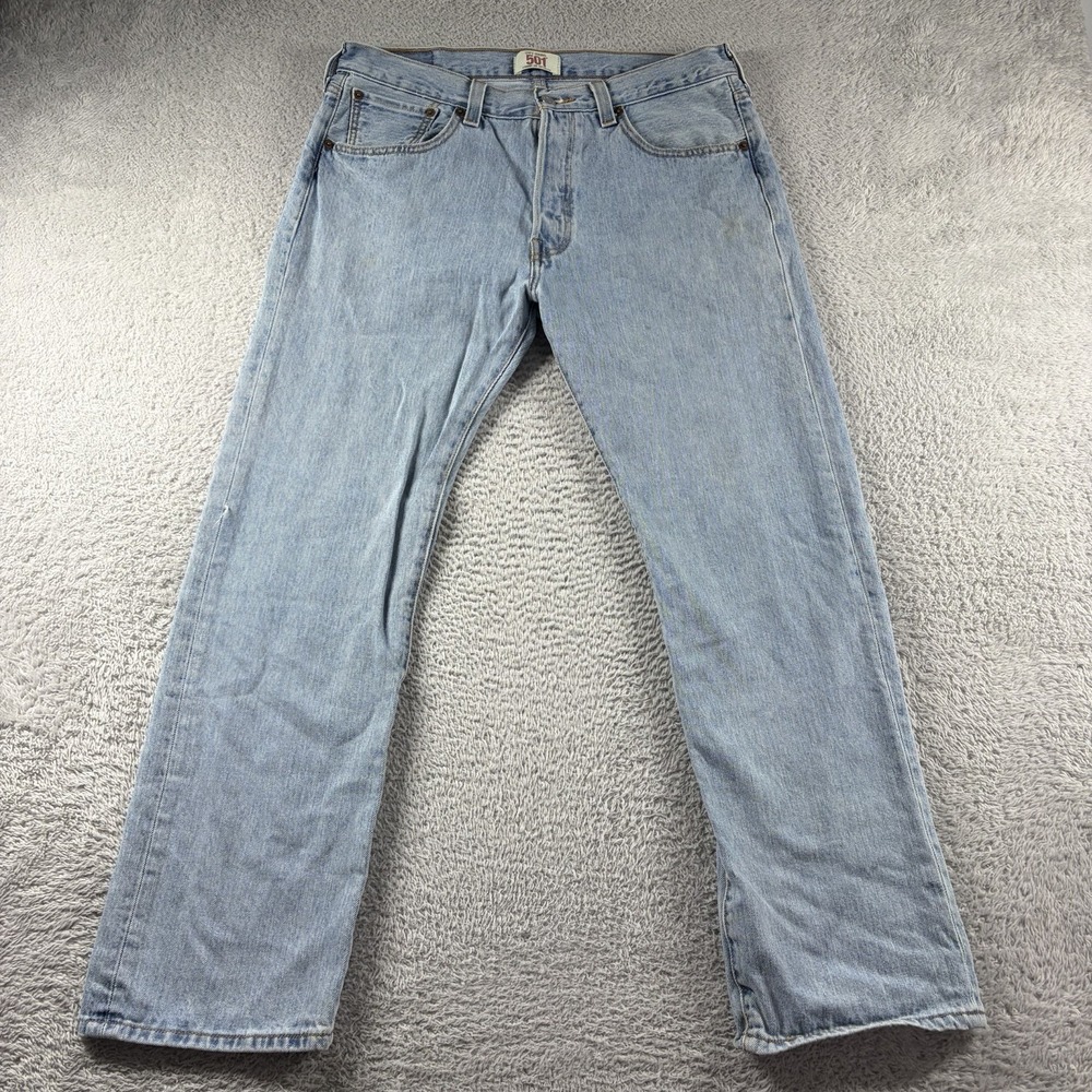 VINTAGE Levi 501 Jeans Mens 34x30 (Fits 33x28) Light Wash Y2K Button‎ Fly
